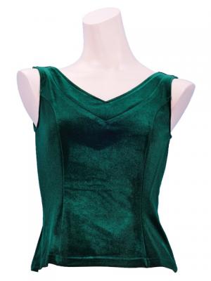 Flamenco Sleeveless Blouse with Velvet / Green / G2434grb