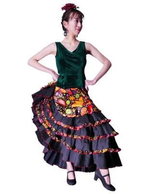 Flamenco Sleeveless Blouse with Velvet / Green / G2434grb