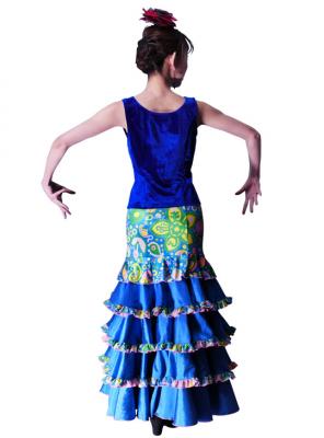 Flamenco Sleeveless Blouse with Velvet / Royal Blue / G2434rblb