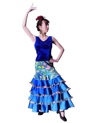 Flamenco Sleeveless Blouse with Velvet / Royal Blue / G2434rblb