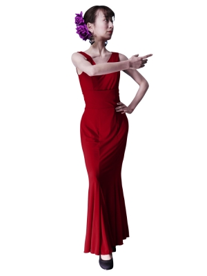 Flamenco Semi - Mermaid with High Waist Skirt/ Red / G2442rd