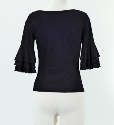 Flamenco 3-tier frilled Blouse / Black / G2481bk