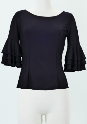 Flamenco 3-tier frilled Blouse / Black / G2481bk