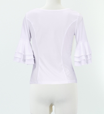 Flamenco 3-tier frilled Blouse / White / G2481wh