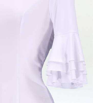 Flamenco 3-tier frilled Blouse / White / G2481wh