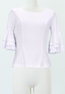 Flamenco 3-tier frilled Blouse / White / G2481wh
