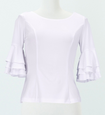 Flamenco 3-tier frilled Blouse / White / G2481wh