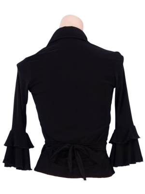 Flamenco Wrap Blouse with Flounces / Black / G2480bk