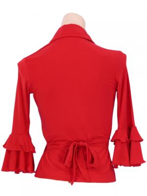 Flamenco Wrap Blouse with Flounces / Red / G2480rd