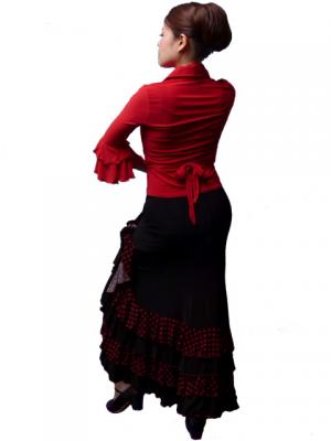 Flamenco Wrap Blouse with Flounces / Red / G2480rd