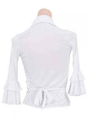 Flamenco Wrap Blouse with Flounces / White / G2480wh