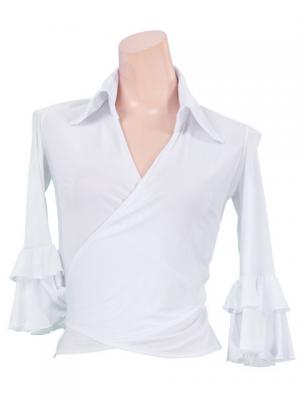 Flamenco Wrap Blouse with Flounces / White / G2480wh