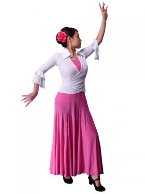 Flamenco Wrap Blouse with Flounces / White / G2480wh