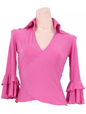 Flamenco Wrap Blouse with Flounces / Pink / G2480pi