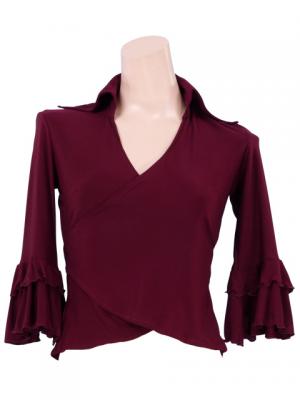 Flamenco Wrap Blouse with Flounces / Wine / G2480wi