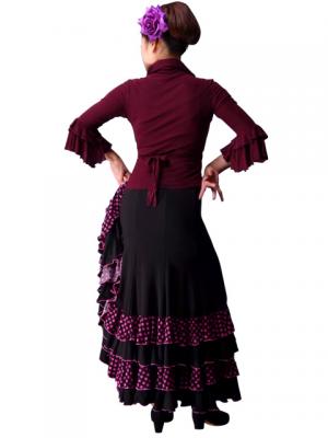Flamenco Wrap Blouse with Flounces / Wine / G2480wi