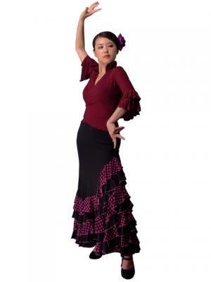 Flamenco Wrap Blouse with Flounces / Wine / G2480wi