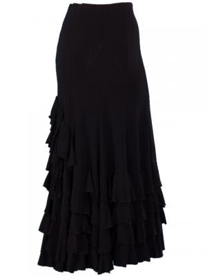 Mermaid Cut Flamenco Skirt with 6 Layers of Ruffles / Black / G2354b