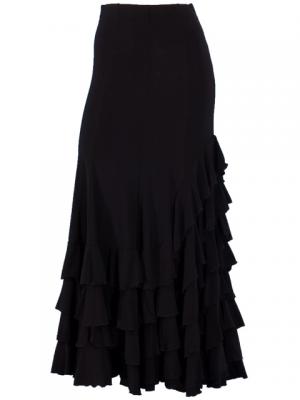 Mermaid Cut Flamenco Skirt with 6 Layers of Ruffles / Black / G2354b