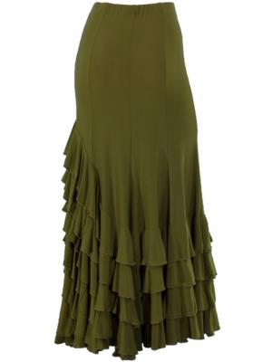 Mermaid Cut Flamenco Skirt with 6 Layers of Ruffles / Green / G2354gr