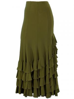 Mermaid Cut Flamenco Skirt with 6 Layers of Ruffles / Green / G2354gr