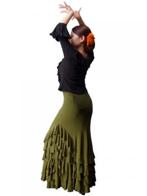 Mermaid Cut Flamenco Skirt with 6 Layers of Ruffles / Green / G2354gr