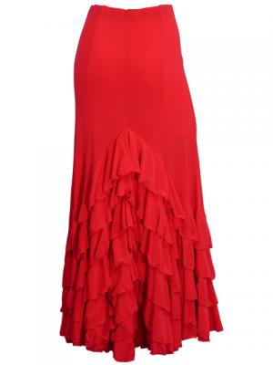 Mermaid Cut Flamenco Skirt with 6 Layers of Ruffles / Red / G2354r