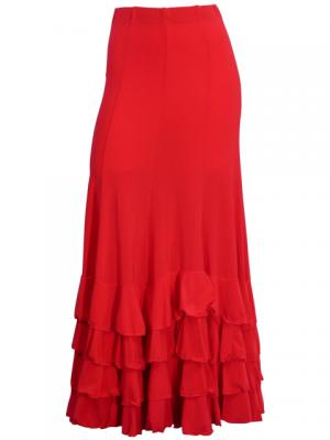 Mermaid Cut Flamenco Skirt with 6 Layers of Ruffles / Red / G2354r