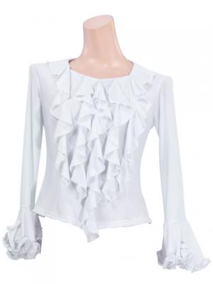 Flamenco White  Blouse with Flounces and Ruffles/ White / G814w