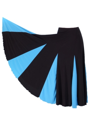 Flamenco Skirt with Contrast Panels / Black & Blue /G81bl