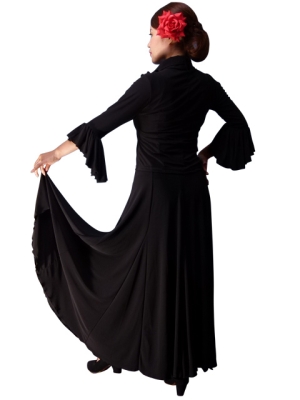 Flamenco Shirt Collar with Flounces and Ruffles/ Black / G842b
