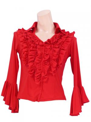Flamenco Shirt Collar with Flounces and Ruffles/ Red / G842r