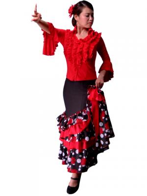 Flamenco Shirt Collar with Flounces and Ruffles/ Red / G842r