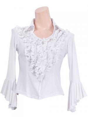 Flamenco Shirt Collar with Flounces and Ruffles/ White / G842w