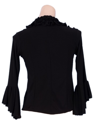 Flamenco Stand Collar Blouse with Flounces and Ruffles/ Black / G843b