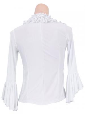 Flamenco Stand Collar Blouse with Flounces and Ruffles/ White / G843w