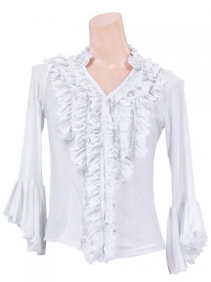 Flamenco Stand Collar Blouse with Flounces and Ruffles/ White / G843w