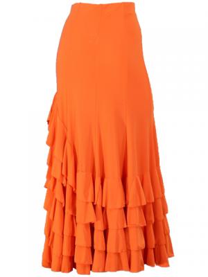 Mermaid Cut Flamenco Skirt with 6 Layers of Ruffles / Orange / G2354o