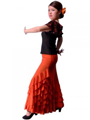Mermaid Cut Flamenco Skirt with 6 Layers of Ruffles / Orange / G2354o