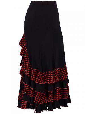 Mermaid Cut Flamenco Skirt with Polka Dot Ruffles/ Orange Dot / G886o