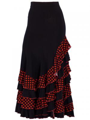 Mermaid Cut Flamenco Skirt with Polka Dot Ruffles/ Orange Dot / G886o