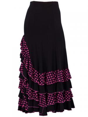 Mermaid Cut Flamenco Skirt with Polka Dot Ruffles/ Pink Dot / G886pi