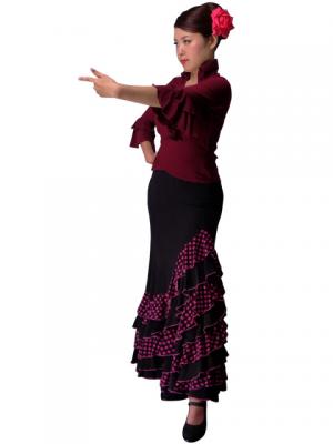 Mermaid Cut Flamenco Skirt with Polka Dot Ruffles/ Pink Dot / G886pi