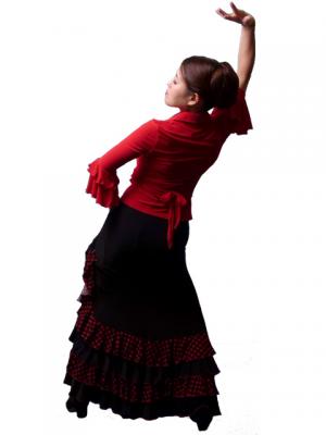 Mermaid Cut Flamenco Skirt with Polka Dot Ruffles/ Red Dot / G886r