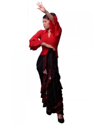 Mermaid Cut Flamenco Skirt with Polka Dot Ruffles/ Red Dot / G886r
