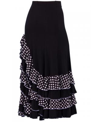 Mermaid Cut Flamenco Skirt with Polka Dot Ruffles/ White Dot / G886w