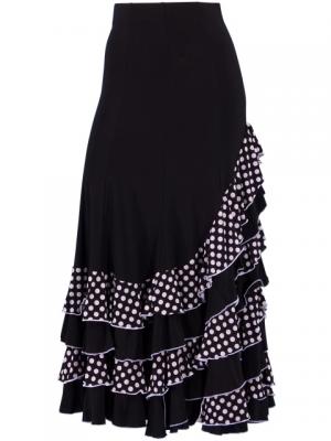 Mermaid Cut Flamenco Skirt with Polka Dot Ruffles/ White Dot / G886w