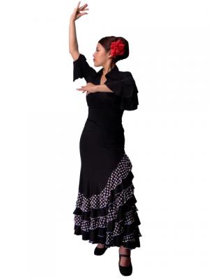 Mermaid Cut Flamenco Skirt with Polka Dot Ruffles/ White Dot / G886w