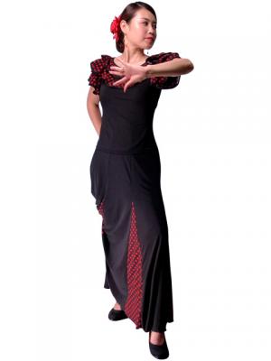 Flamenco Skirt with Black and Red Polka Dots/ Black & Red / G887r