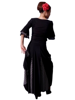 Flamenco Skirt with Black and White Polka Dots/ Black & White / G887w